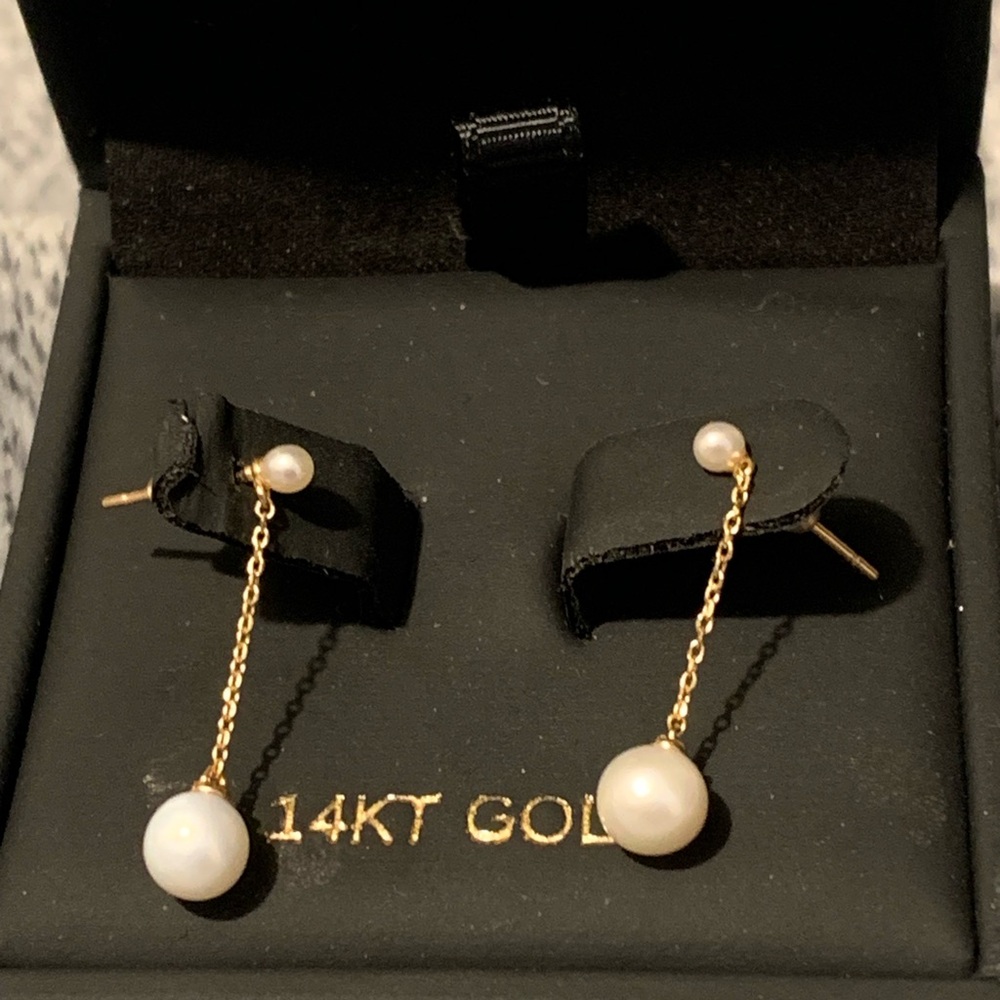 14KT Gold Pearl Drop Earrings